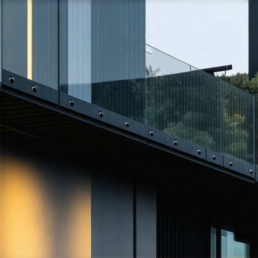 Elegant modern outdoor railing with glass panels and lighting