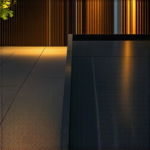 Contemporary outdoor deck with safety features and ambient lighting