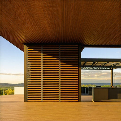 Contemporary outdoor space with adjustable pergola and durable composite decking