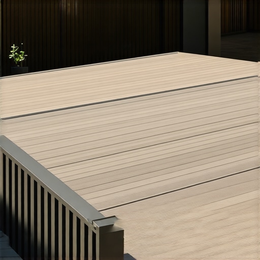 Contemporary deck with composite decking and sleek railing system in outdoor setting