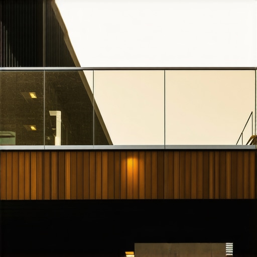 Outdoor deck featuring glass railing with integrated lighting and modern design