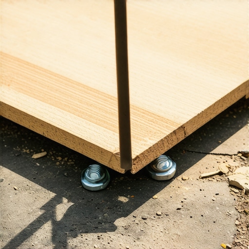 Close-up of composite decking boards being installed with spacers and screws, highlighting proper spacing and fastening techniques.