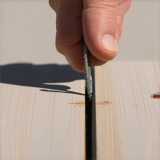 Person tightening screw on composite decking to reduce squeaking noise