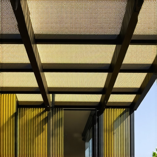 A pergola demonstrating adjustable slats set at various angles for optimal sunlight control