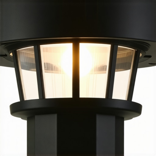 Close-up of electrical wiring inside an outdoor deck post cap light.