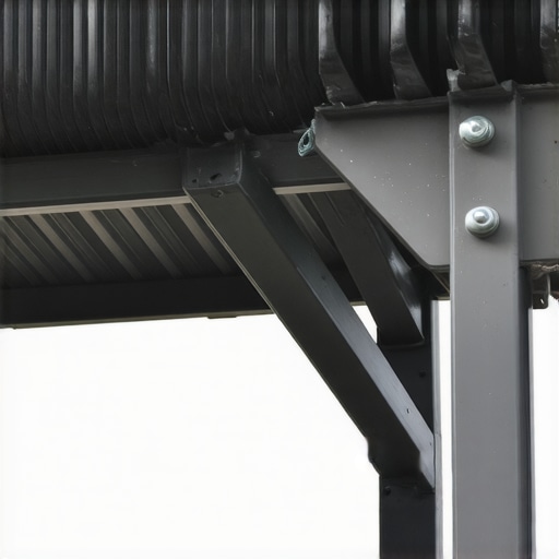 A sturdy pergola with steel reinforcement, anchored securely, standing firm against storm winds.