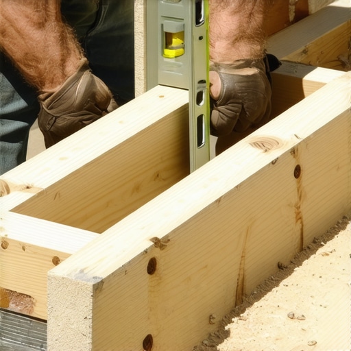 Person using shims to level joists on pergola construction