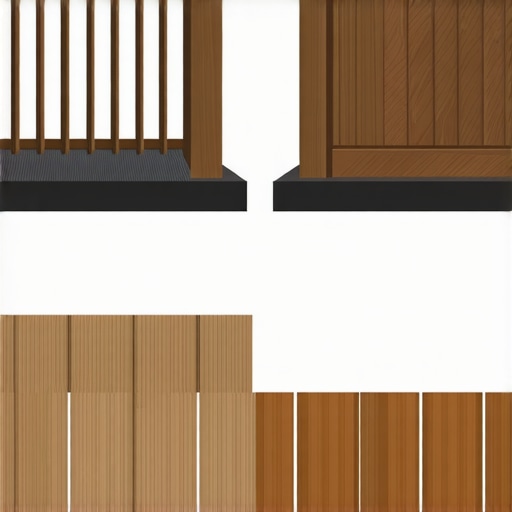 Illustration showing various deck railing styles and composite boards