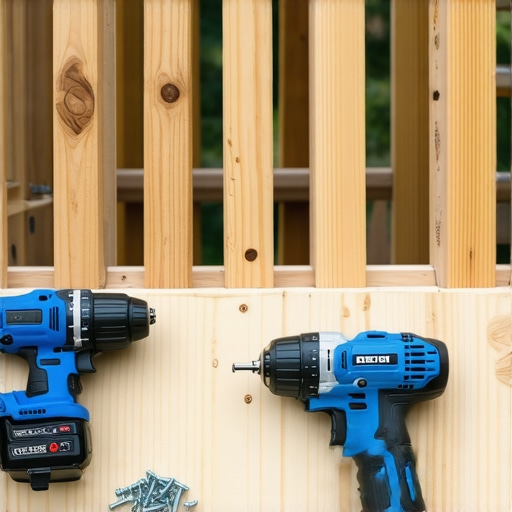Close-up of hands attaching cedar slats to deck railing with screws