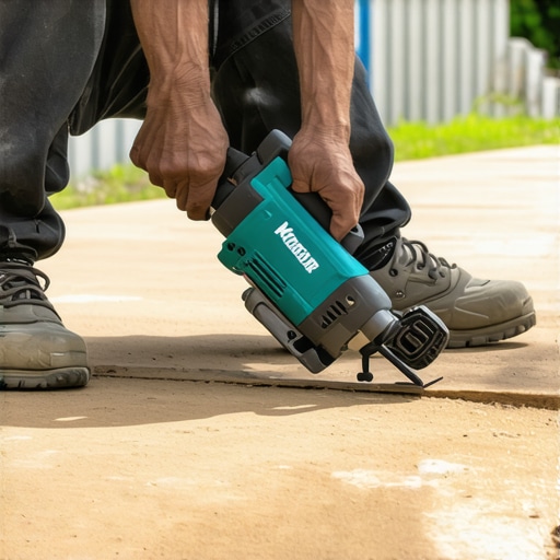Optimizing Deck Maintenance Tools A person carefully using a Dremel Multi-Max oscillating tool on a wooden deck for detailed repairs.