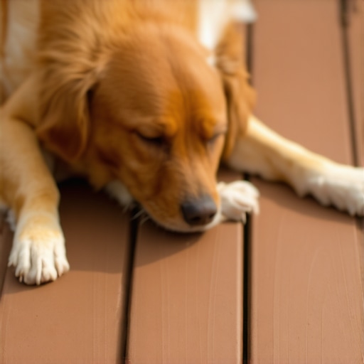Close-up image of durable composite decking resistant to scratches from pet claws