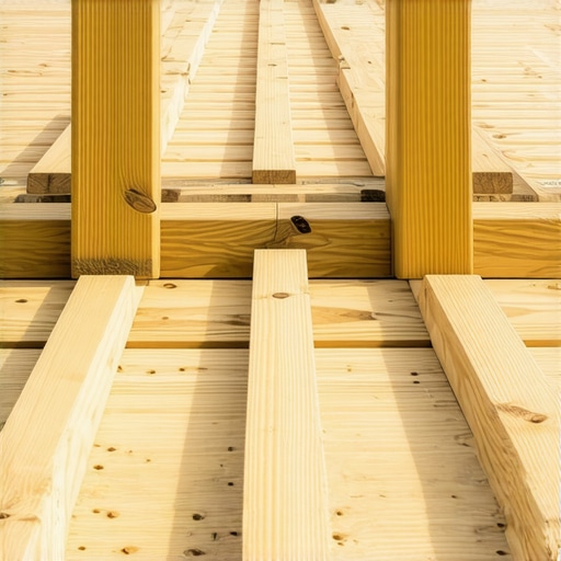 Diagram showing reinforced joists and support beams under a deck for hot tub installation.
