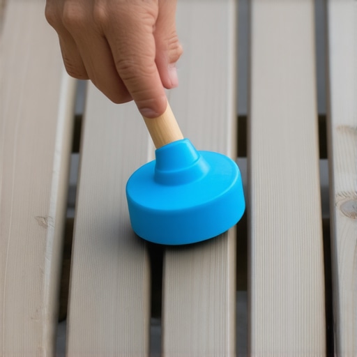 Person using a rubber mallet to seat composite decking boards