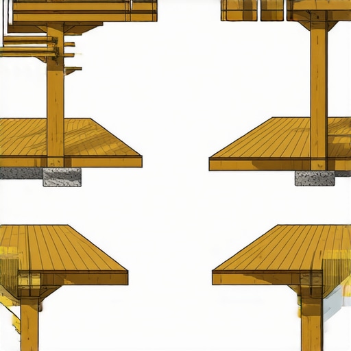 Diagram of constructing a freestanding deck with supports, framing, and decking