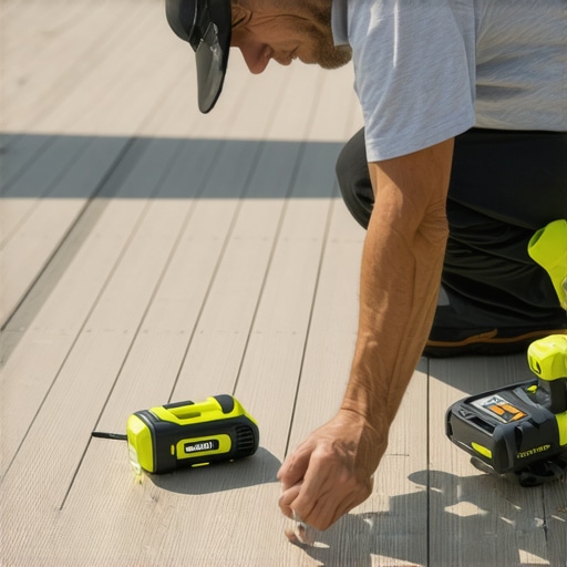Homeowner checking deck support with tools