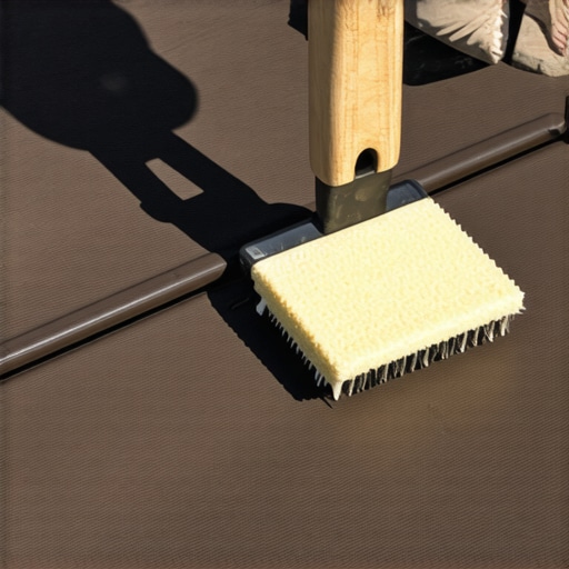 Cleaning Composite Deck with Soft Tools Person gently cleaning a composite deck using soft-bristle brush and microfiber cloth