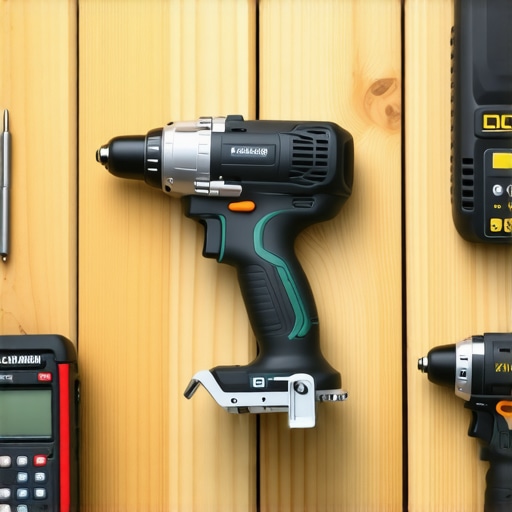Impact driver, moisture meter, and angle finder on a wooden deck