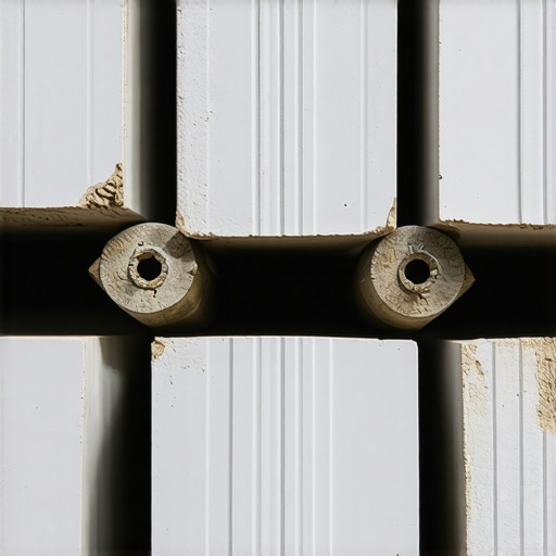 Close-up of PVC decking boards being secured with screws, showing spacing and precise alignment