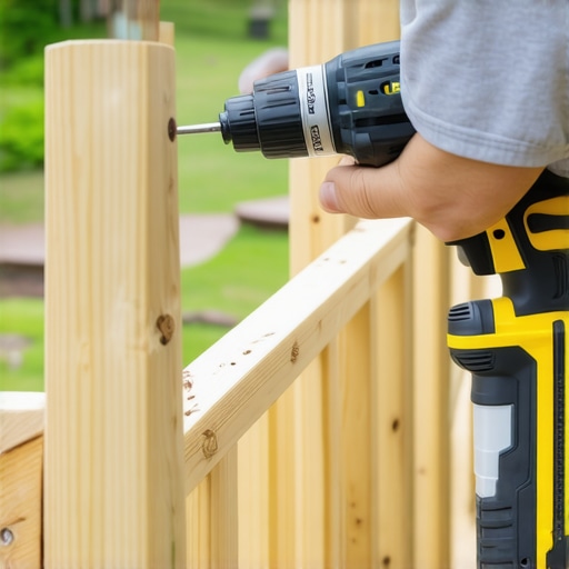 Using Impact Driver for Deck Maintenance A homeowner tightening deck railing screws with an impact driver for long-term durability
