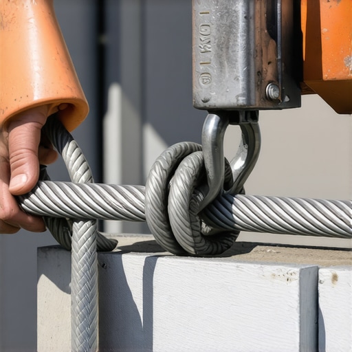 Close-up of a person tightening a stainless steel tensioner on a cable railing in outdoor setting.