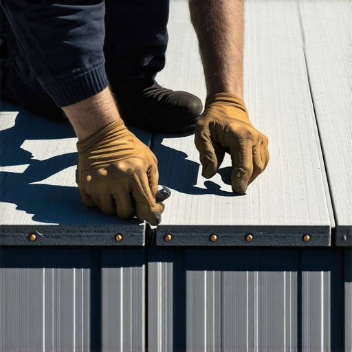 Close-up of a hand using a drill to properly fasten composite decking with correct pattern and torque