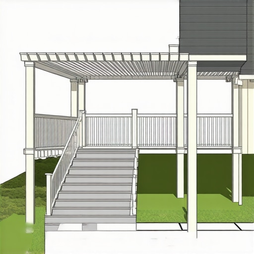 Blueprint diagram showing installing a pergola on a sloped yard with adjustable supports.