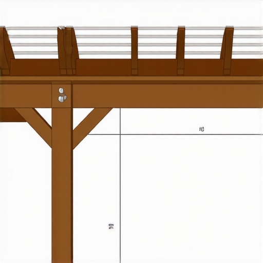 Illustration of proper drainage slope angles on a pergola roof with measurement annotations.