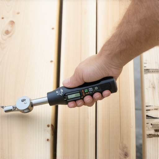 Precision Deck Maintenance Tool A person tightening deck screws with a digital torque wrench to ensure proper fastening.