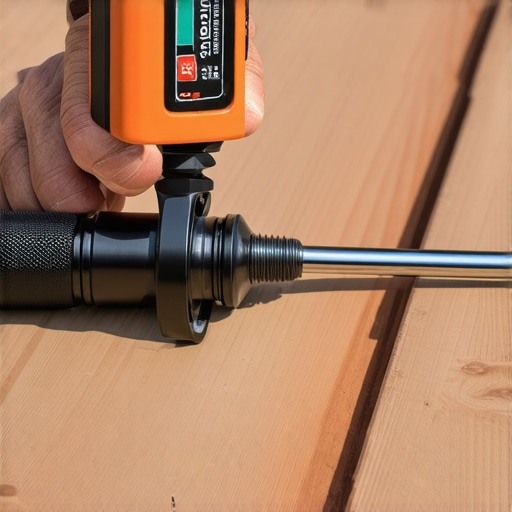 Precision Tool for Deck Maintenance Person tightening deck bolt with a digital torque wrench