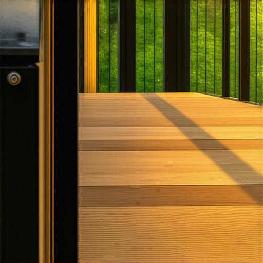 Close-up of contemporary deck railing showing quality fasteners and design details
