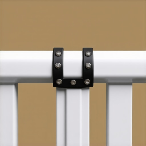 Detailed view of aluminum railing connections with vibration dampening measures used.