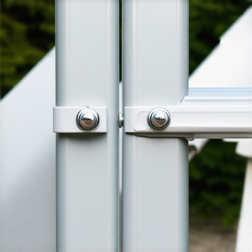 Detailed image of aluminum railing joints with noise-dampening pads and tightened screws