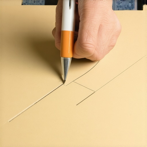 Person measuring and tracing a cardboard template onto wood for accurate corner cuts.