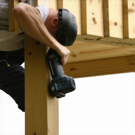 Hand tightening bolt on pergola support with impact driver