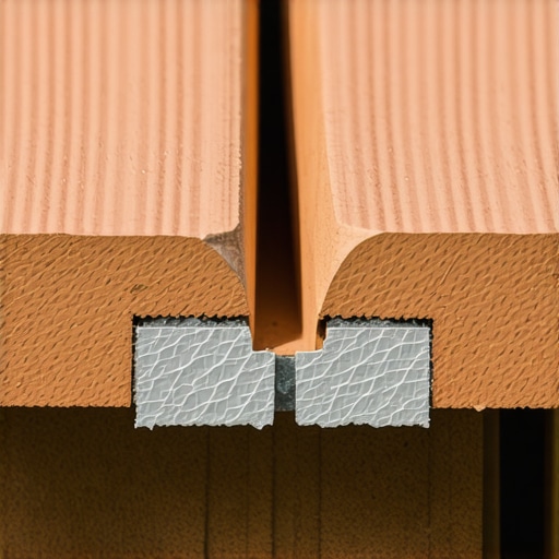 Close up of hidden fasteners and expansion gaps in composite decking
