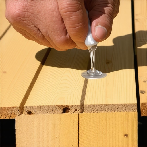 Applying Soap to Deck Joists for Easier Installation Close-up of applying lubricant to a deck joist to help composite boards slide into place.