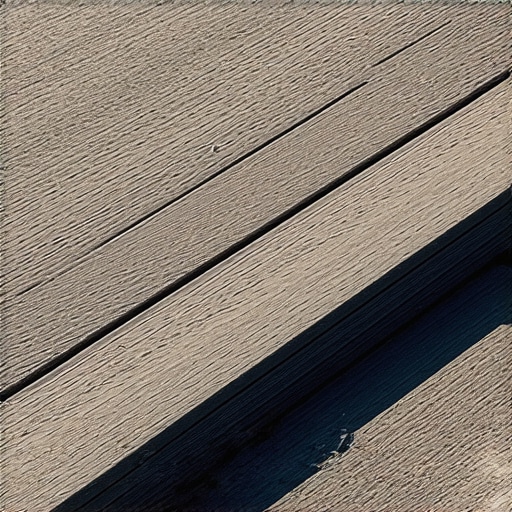 Close-up view of thermal expansion gaps in dark composite decking boards.
