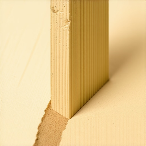 Close-up of composite board expansion gap next to a support post