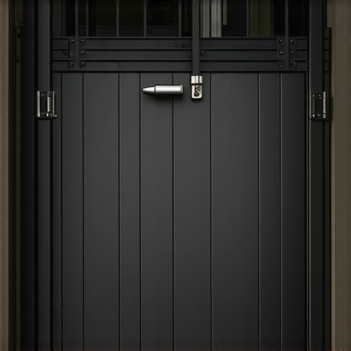A high-quality custom dog gate integrated into a composite deck railing system.