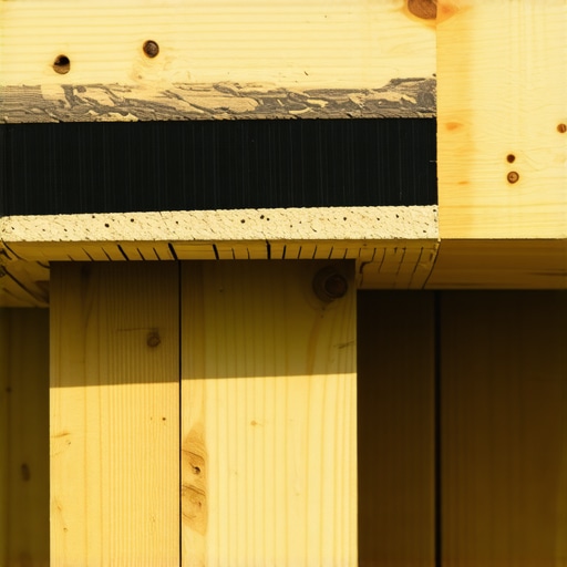 Expert Deck Flashing and Joist Protection Close up of joist tape being applied to a deck frame to prevent rot.