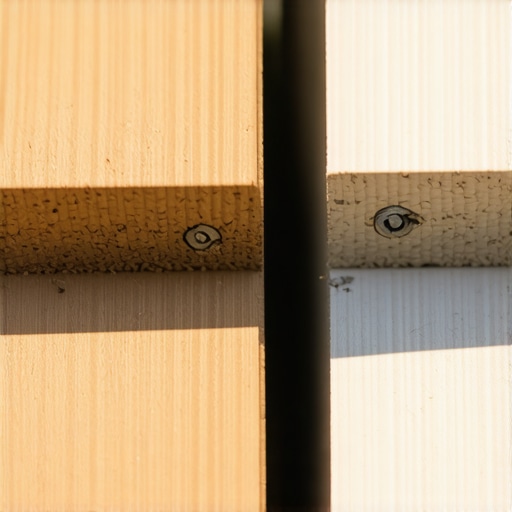 A close-up view of a popped hidden fastener on a composite deck due to heat expansion.