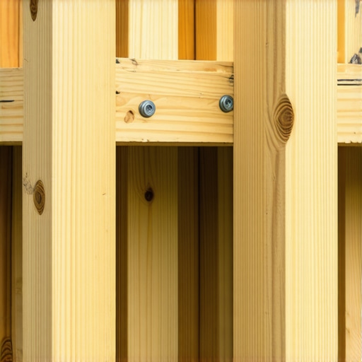 Close-up of a professional deck framing detail showing internal blocking and heavy-duty bolts for a wobble-free railing post.