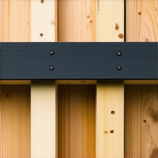 Close-up of deck expansion gap and joist tape protection for structural integrity.