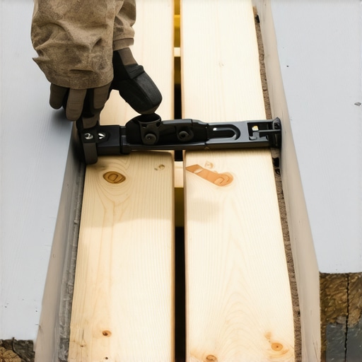 Precise expansion gap spacing for composite decking Installing composite deck boards with proper thermal expansion gaps.