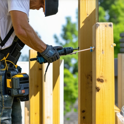 Close-up of a drill guide being used for deck baluster installation