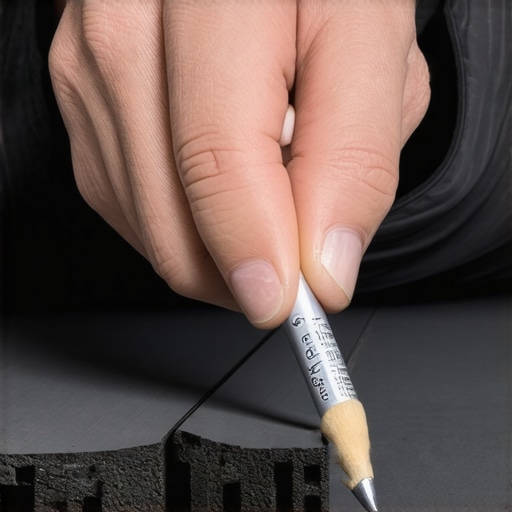 Precision marking on composite decking Person using the pencil trick for marking dark composite boards