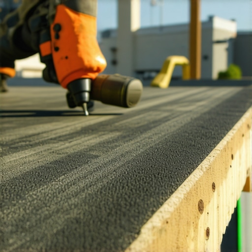 Pro Contractor Repairing Composite Decking with Heat Gun A contractor using a heat gun to repair a scuff on a dark composite deck board.