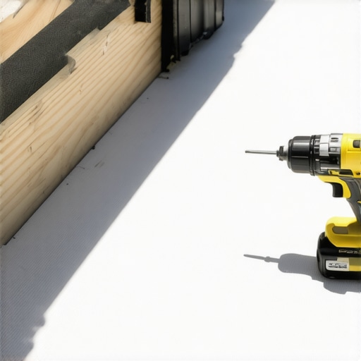 Applying joist flashing tape and using an impact driver for deck maintenance.
