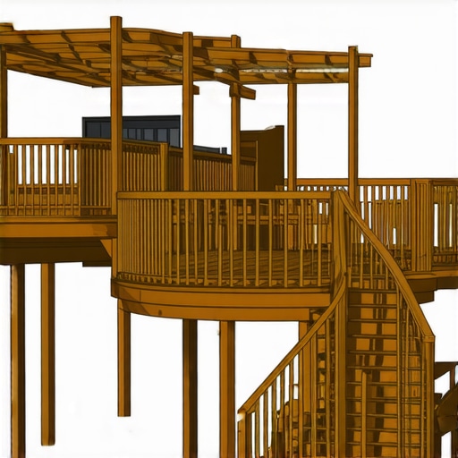 Professional 3D Deck Design Model A detailed 3D architectural model of a modern deck and pergola design on a computer monitor.