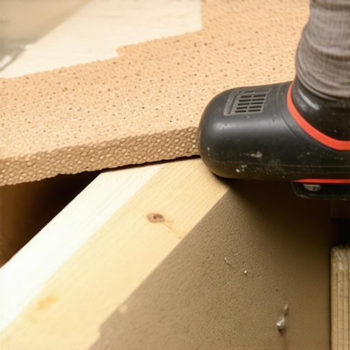 A builder using a BoWrench tool to straighten a composite board on a deck frame.